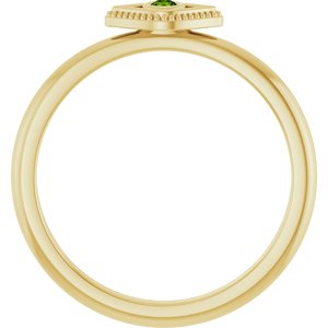 14K Yellow Gold Natural Peridot Stackable Evil Eye Ring