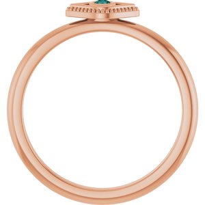 14K Rose Gold Lab-Grown Alexandrite Stackable Evil Eye Ring