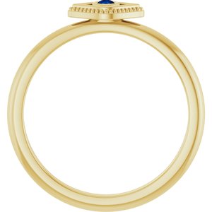 14K Yellow Gold Natural Blue Sapphire Stackable Evil Eye Ring