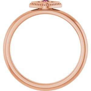 14K Rose Gold Natural Pink Tourmaline Stackable Evil Eye Ring