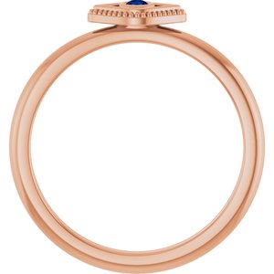 14K Rose Gold Lab-Grown Blue Sapphire Stackable Evil Eye Ring