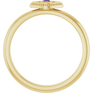 14K Yellow Gold Natural Amethyst Stackable Evil Eye Ring