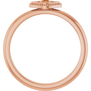 14K Rose Gold Natural Citrine Stackable Evil Eye Ring