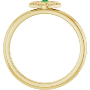 14K Yellow Gold Lab-Grown Emerald Stackable Evil Eye Ring