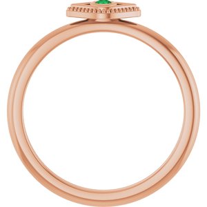 14K Rose Gold Natural Emerald Stackable Evil Eye Ring