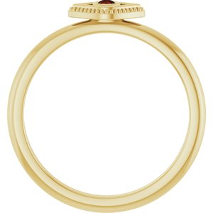 14K Yellow Gold Natural Mozambique Garnet Stackable Evil Eye Ring
