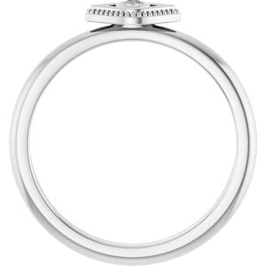 14K White Gold Natural White Sapphire Stackable Evil Eye Ring