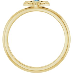 14K Yellow Gold Natural Aquamarine Stackable Evil Eye Ring