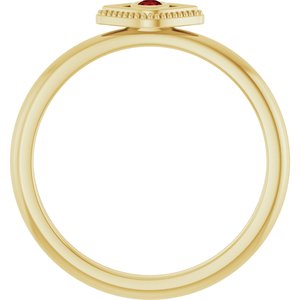 14K Yellow Gold Natural Ruby Stackable Evil Eye Ring