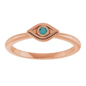 14K Rose Gold Lab-Grown Alexandrite Stackable Evil Eye Ring
