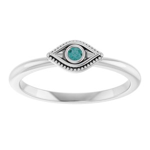 Sterling Silver Natural Alexandrite Stackable Evil Eye Ring