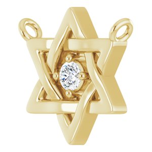 14K Yellow Gold .03 CT Natural Diamond Star of David Necklace Center
