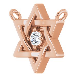 14K Rose Gold .03 CT Natural Diamond Star of David Necklace Center
