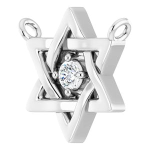 14K White Gold .03 CT Natural Diamond Star of David Necklace Center