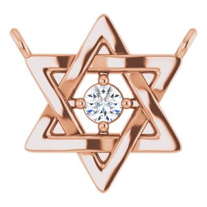 14K Rose Gold .03 CT Natural Diamond Star of David Necklace Center