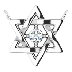 14K White Gold .03 CT Natural Diamond Star of David Necklace Center