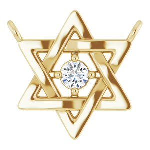 14K Yellow Gold .03 CT Natural Diamond Star of David Necklace Center