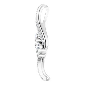 14K White Gold 5/8 CTW Natural Diamond Two-Stone Pendant