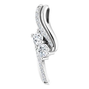 14K White Gold 5/8 CTW Natural Diamond Two-Stone Pendant