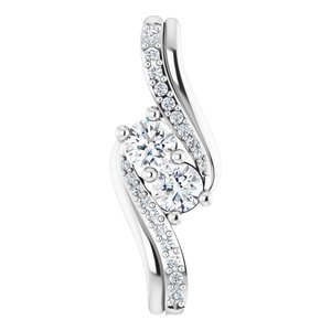 14K White Gold 5/8 CTW Natural Diamond Two-Stone Pendant