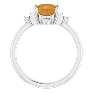 Sterling Silver Natural Citrine & 1/5 CTW Natural Diamond Geometric Ring