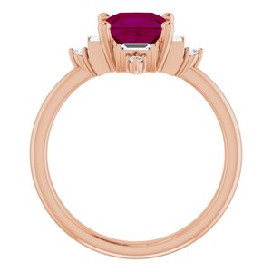 14K Rose Gold Natural Rhodolite Garnet & 1/5 CTW Natural Diamond Geometric Ring