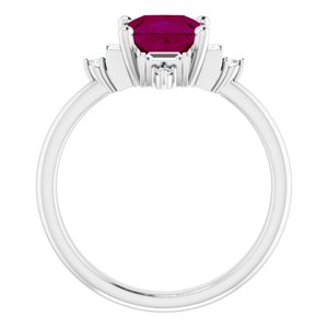 Platinum Natural Rhodolite Garnet & 1/5 CTW Natural Diamond Geometric Ring