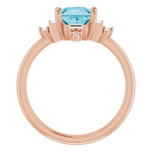 14K Rose Gold Natural London Blue Topaz  & 1/5 CTW Natural Diamond Geometric Ring
