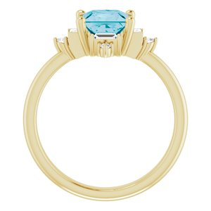 14K Yellow Gold Natural London Blue Topaz  & 1/5 CTW Natural Diamond Geometric Ring