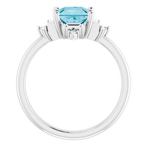 Platinum Natural London Blue Topaz  & 1/5 CTW Natural Diamond Geometric Ring
