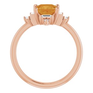 14K Rose Gold Natural Citrine & 1/5 CTW Natural Diamond Geometric Ring