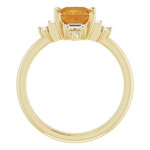 14K Yellow Gold Natural Citrine & 1/5 CTW Natural Diamond Geometric Ring