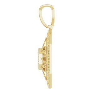 14K Yellow Gold .025 CT Natural Diamond Filigree Pendant