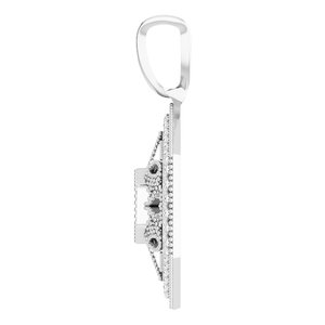14K White Gold .025 CT Natural Diamond Filigree Pendant
