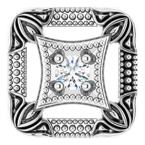 14K White Gold .03 CT Natural Diamond Vintage-Inspired Pendant