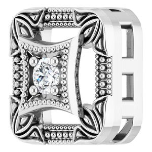14K White Gold .03 CT Natural Diamond Vintage-Inspired Pendant