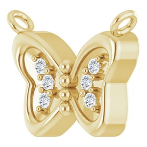 14K Yellow .025 CTW Natural Diamond Butterfly Necklace Center