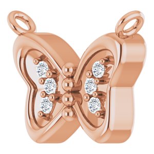 14K Rose .025 CTW Natural Diamond Butterfly Necklace Center