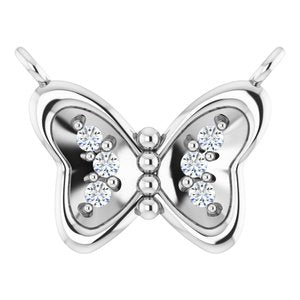 14K White .025 CTW Natural Diamond Butterfly Necklace Center