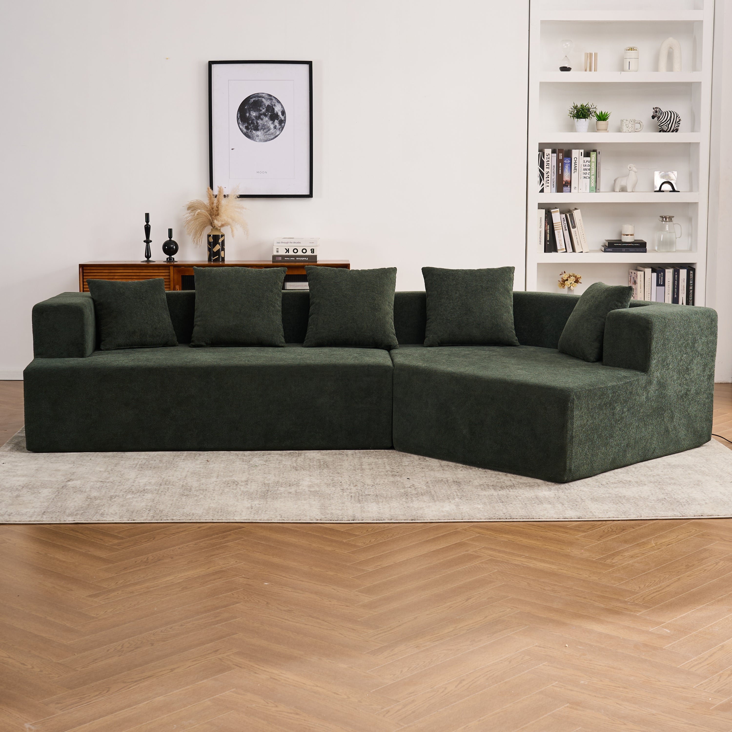 Memory Foam Couch, No Installation & Easy to Transport, Deep Seat Modern Sofa with Chenille Fabric, Couch for Living Room, Bedroom, Apartment, Home Office
