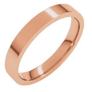18K Rose 3 mm Flat Comfort Fit Light Band Size 8