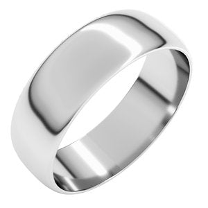 14K White 6 mm Ultra-Lightweight Half Round Band Size 18