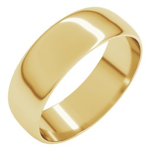 14K Yellow 6 mm Ultra-Lightweight Half Round Band Size 15
