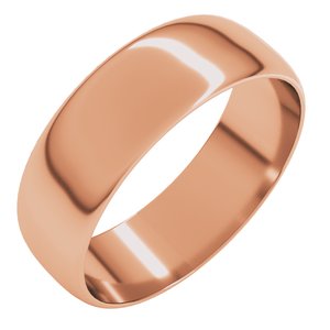 14K Rose 6 mm Ultra-Lightweight Half Round Band Size 12.5