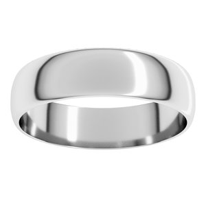 14K X1 White 5 mm Ultra-Lightweight Half Round Band Size 19.5
