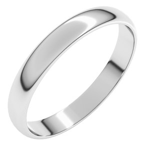 Platinum 3 mm Ultra-Lightweight Half Round Band Size 15