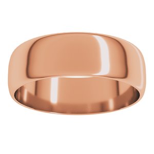 14K Rose 6 mm Ultra-Lightweight Half Round Band Size 17.5