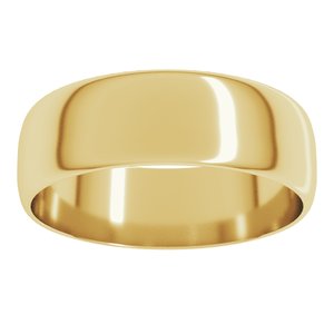 18K Yellow 6 mm Ultra-Lightweight Half Round Band Size 13