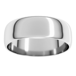 Sterling Silver 6 mm Ultra-Lightweight Half Round Band Size 20