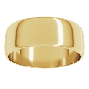 10K Yellow 7 mm Ultra-Lightweight Half Round Band Size 19